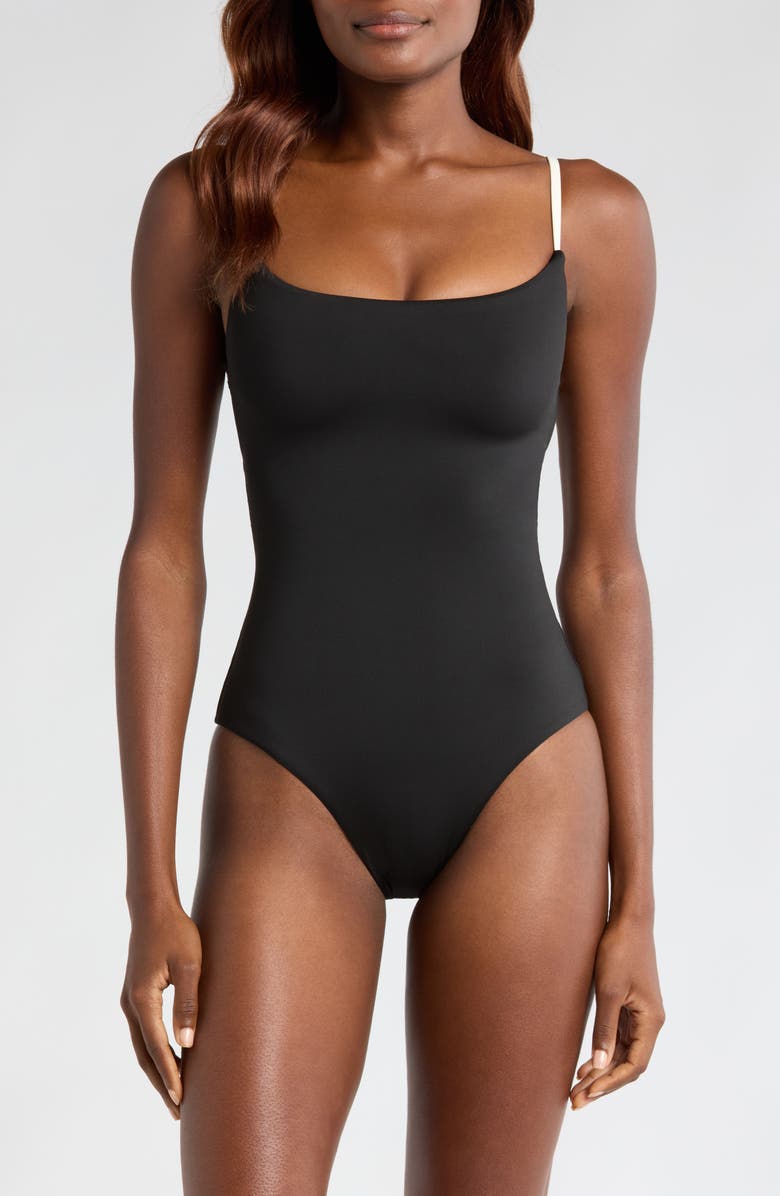 BONDI BORN Bianca Lace-Up Back One-Piece Swimsuit, Main, color, 