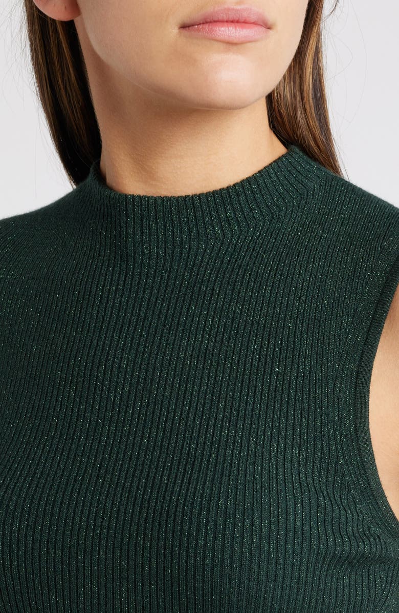 BOSS Fusoni Metallic Mock Nest Sweater Vest, Alternate, color, Court Green Lurex