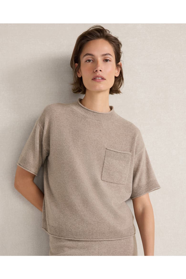 Featherweight Cashmere Rolled Hem Sweater Tee, Main, color, Mushroom Hthr