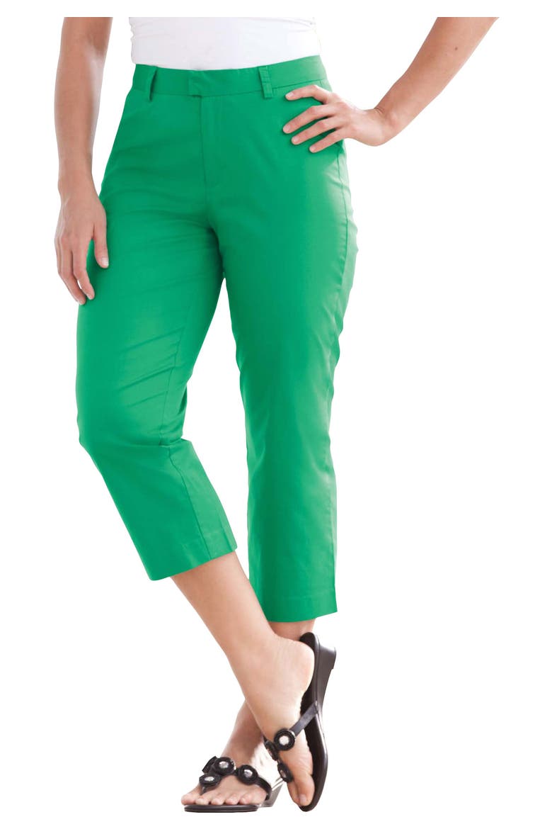 Stretch Poplin Classic Cropped Straight Leg Pant, Alternate, color, TEA ROSE MEDALLION EMBROIDERY