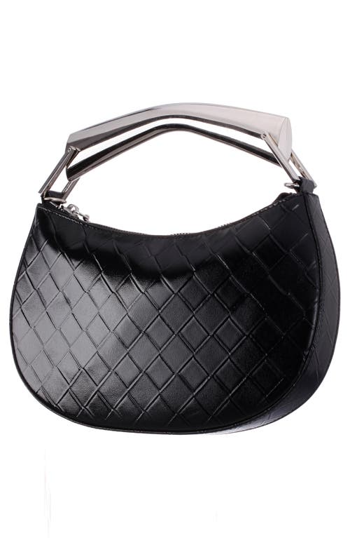 Shop Nina Cory Diamond Quilted Faux Leather Top Handle Bag In Black