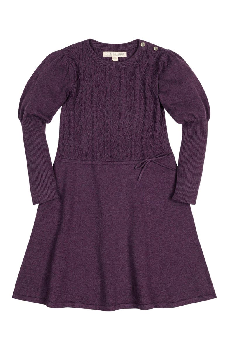 Hope & Henry Girls' Organic Cable Bodice Sweater Dress, Toddler, Main, color, 