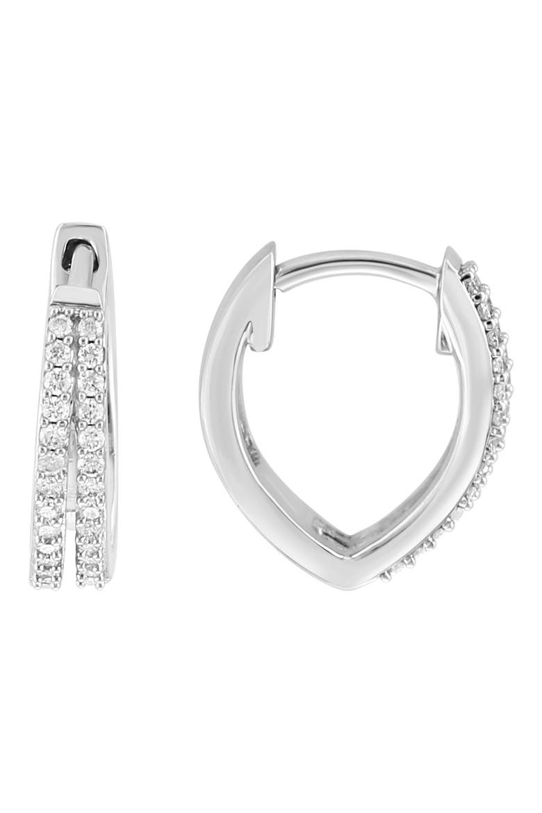 Sterling Silver Diamond Huggie Hoop Earrings, Main, color, SILVER