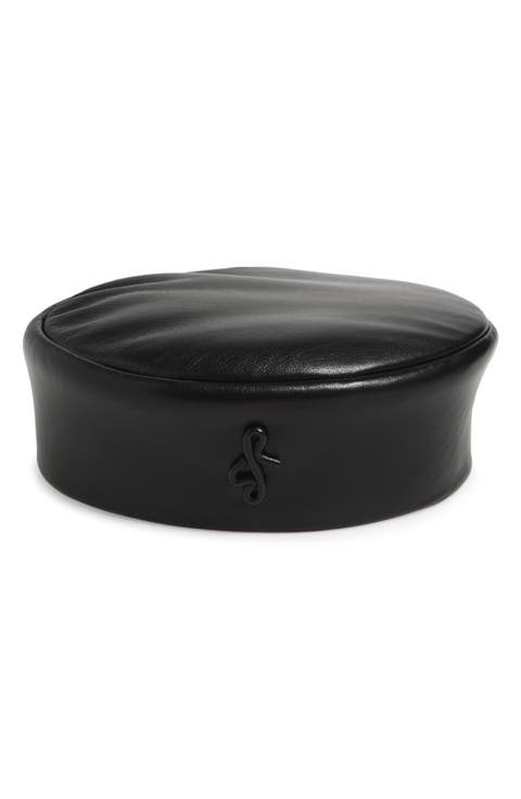 Leather Pillbox Hat