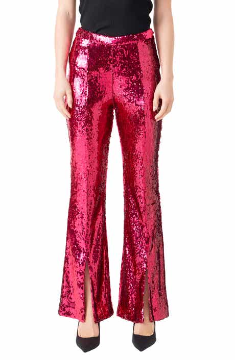 Sequin Slit Leg Flare Pants