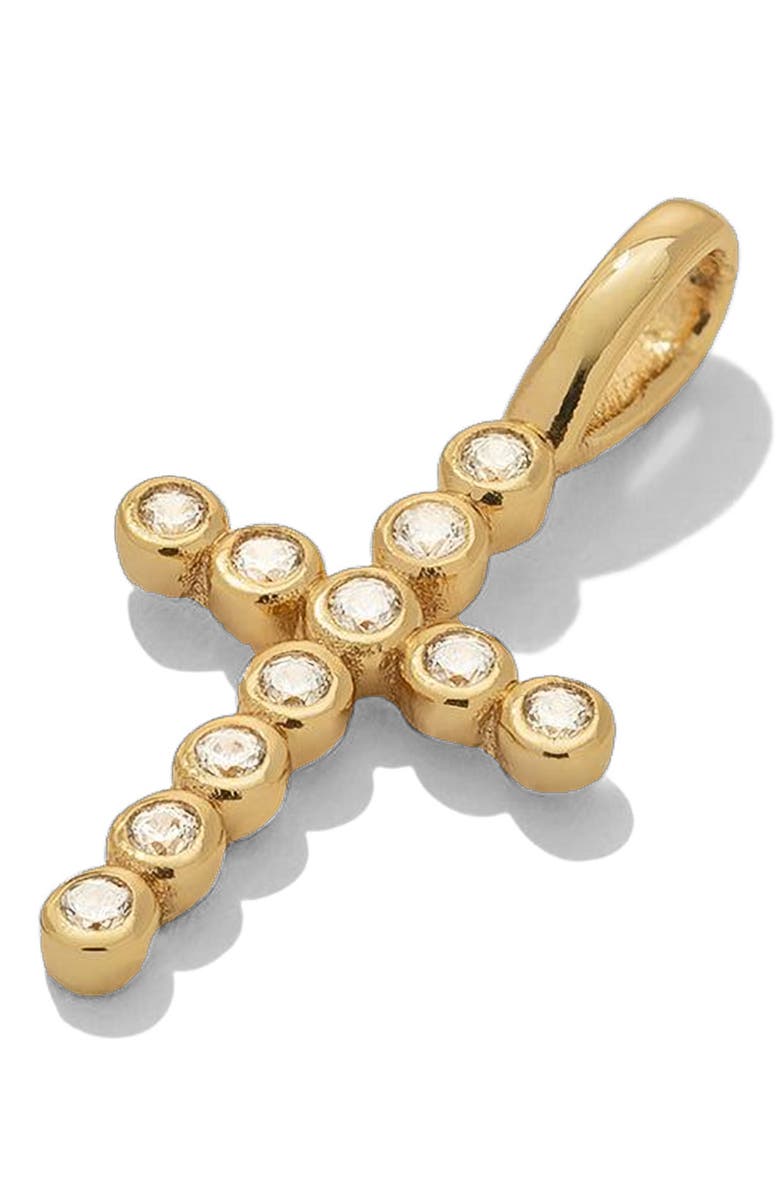 MADE BY MARY CZ Poppy Cross Charm, Alternate, color, Gold Vermeil