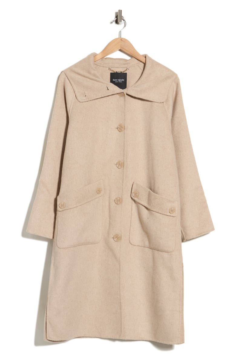 Funnel Neck Wool Blend Coat, Main, color, CHAMPAGNE