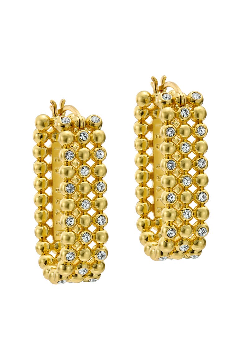 Bollie Crystal Bobble Hoop Earrings, Main, color, GOLD TONE / CLEAR CRYSTAL