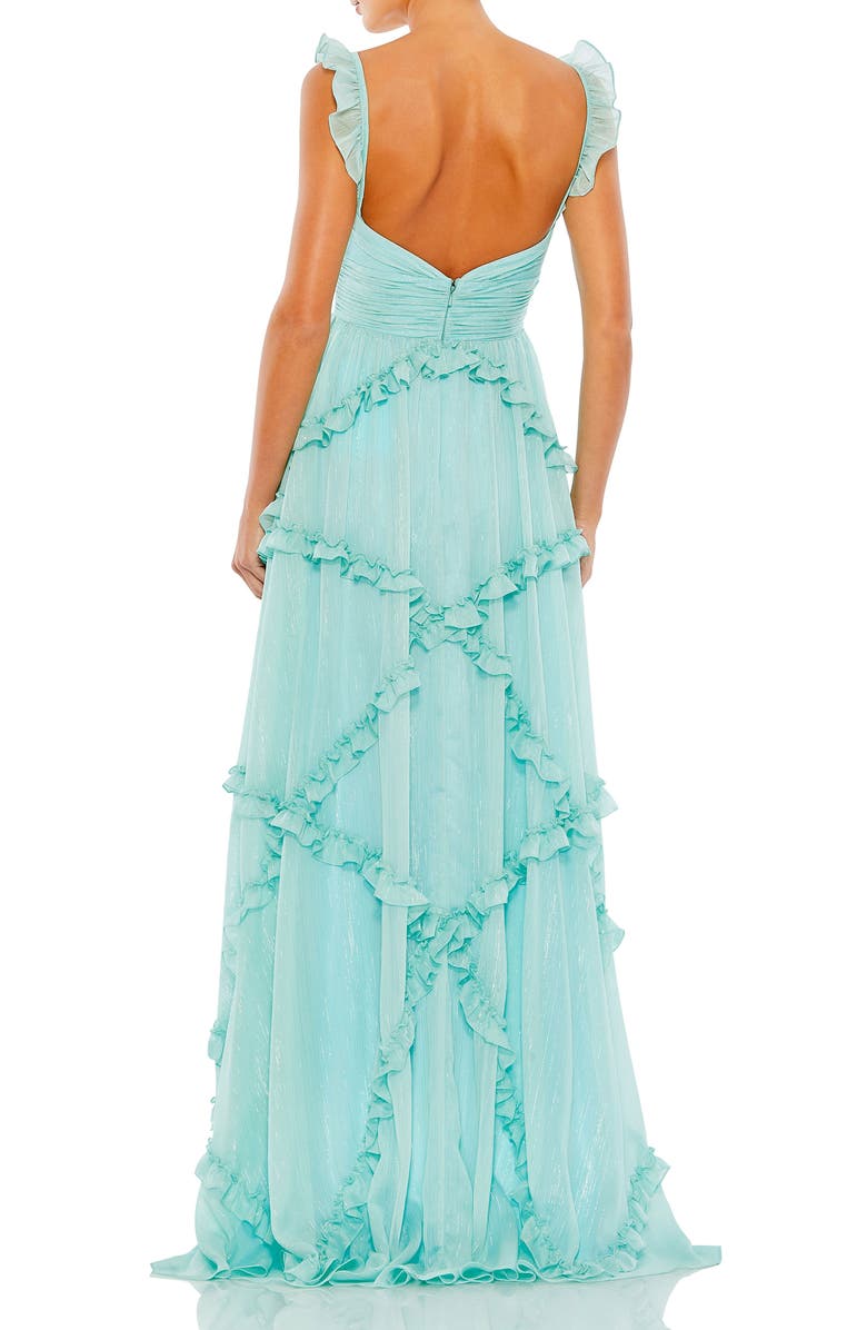 Mac Duggal Ruffle Tiered Sleeveless Flowy A Line Gown, Alternate, color, Mint
