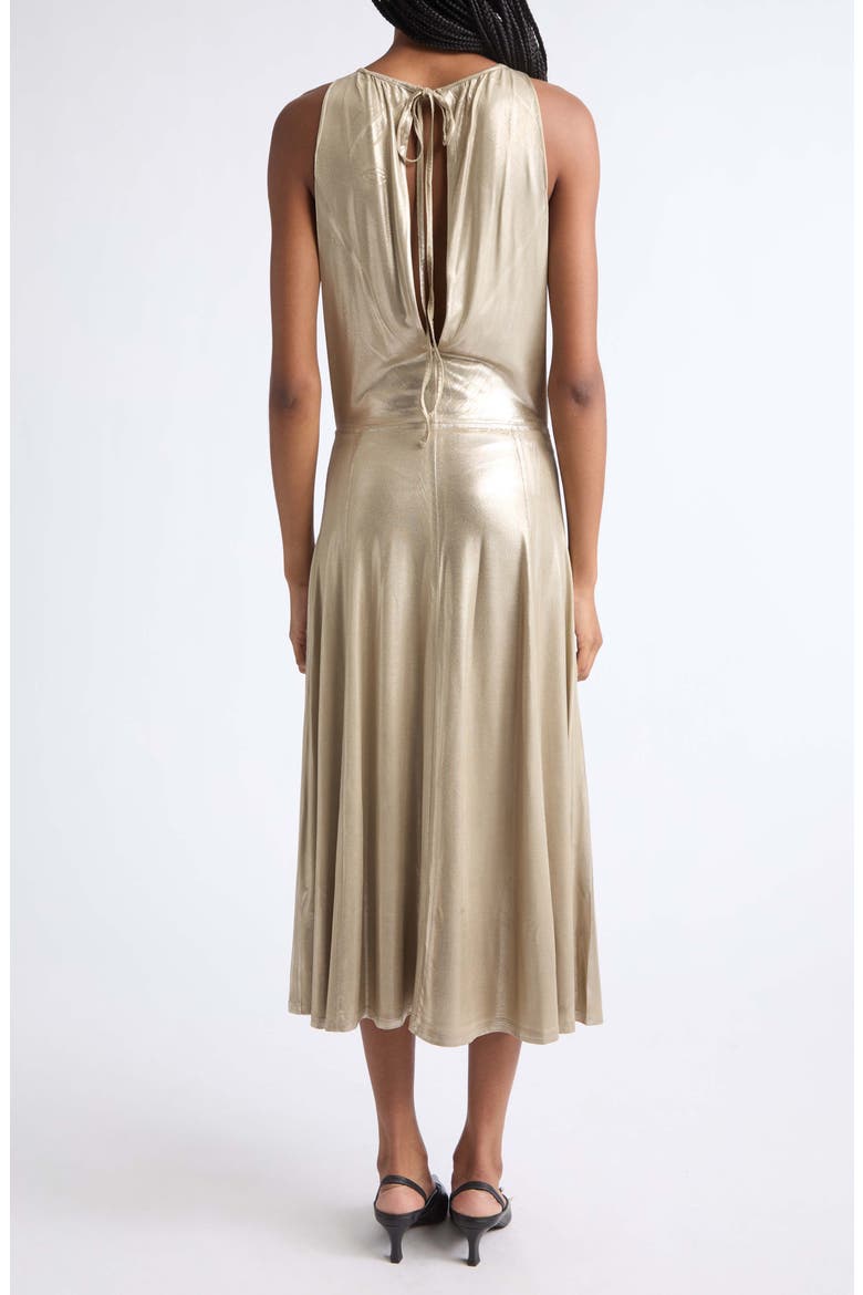 Fluid Metallic Jersey Midi Dress, Alternate, color, SANDY/ BEIGE