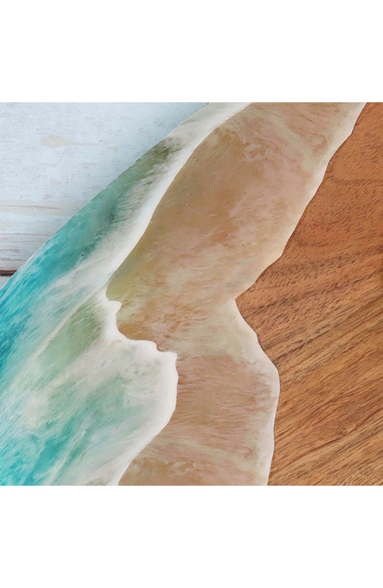 Gallerie II Surfboard Wave Coastal Wood Novelty Sports Shaped Serving Platter 6.5" x 16", Alternate, color, Brown