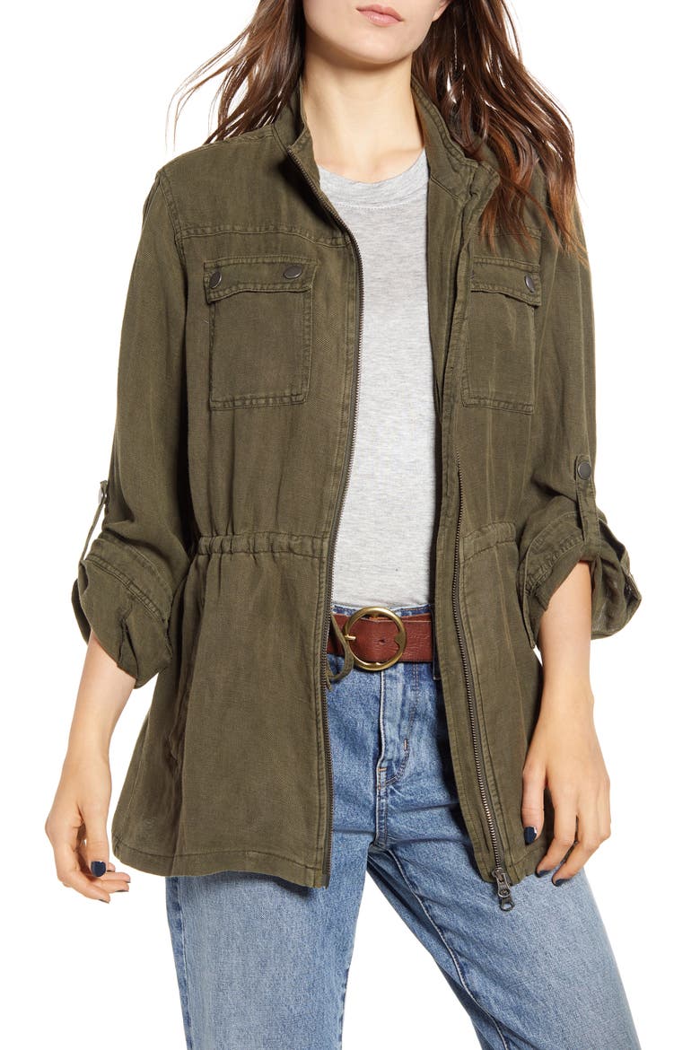 Linen Blend Field Jacket, Main, color, OLIVE SARMA