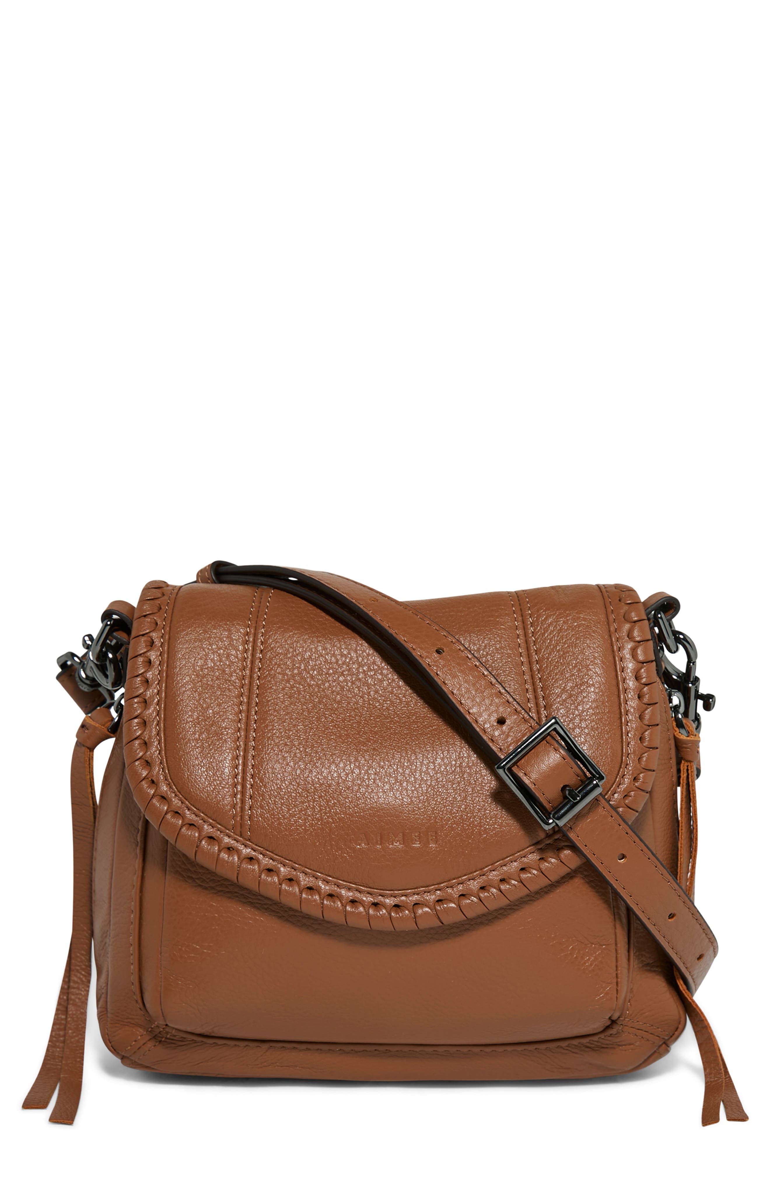 Aimee All For Love Leather Mini Crossbody Bag In Brown