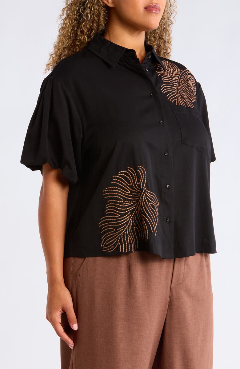 Wit & Wisdom Drop Shoulder Bubble Sleeve Top, Alternate, color, Black