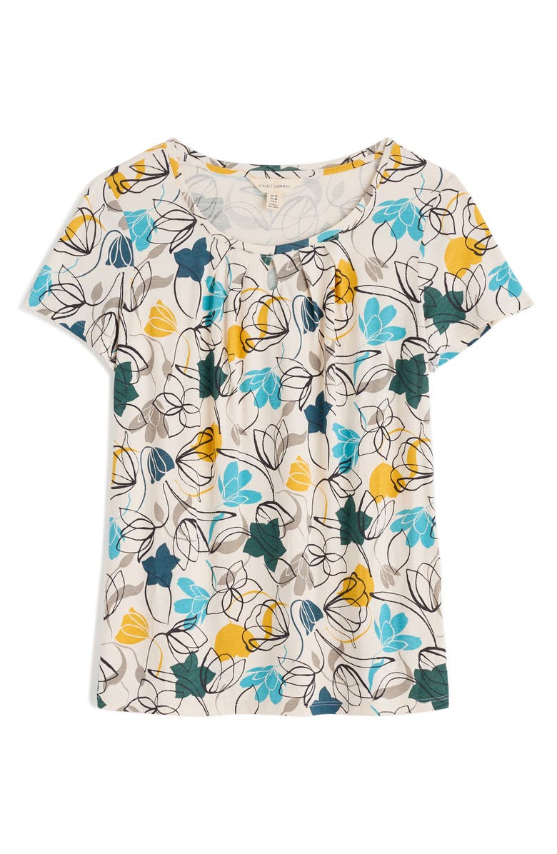 Seasalt Cornwall Appletree Keyhole T-Shirt, Alternate, color, Linear Shadows Chalk