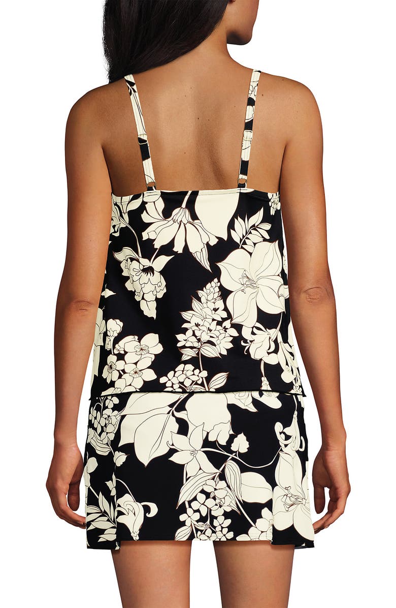 Lands' End Tulip Hem Tankini Top, Alternate, color, Black/Egret Lilies