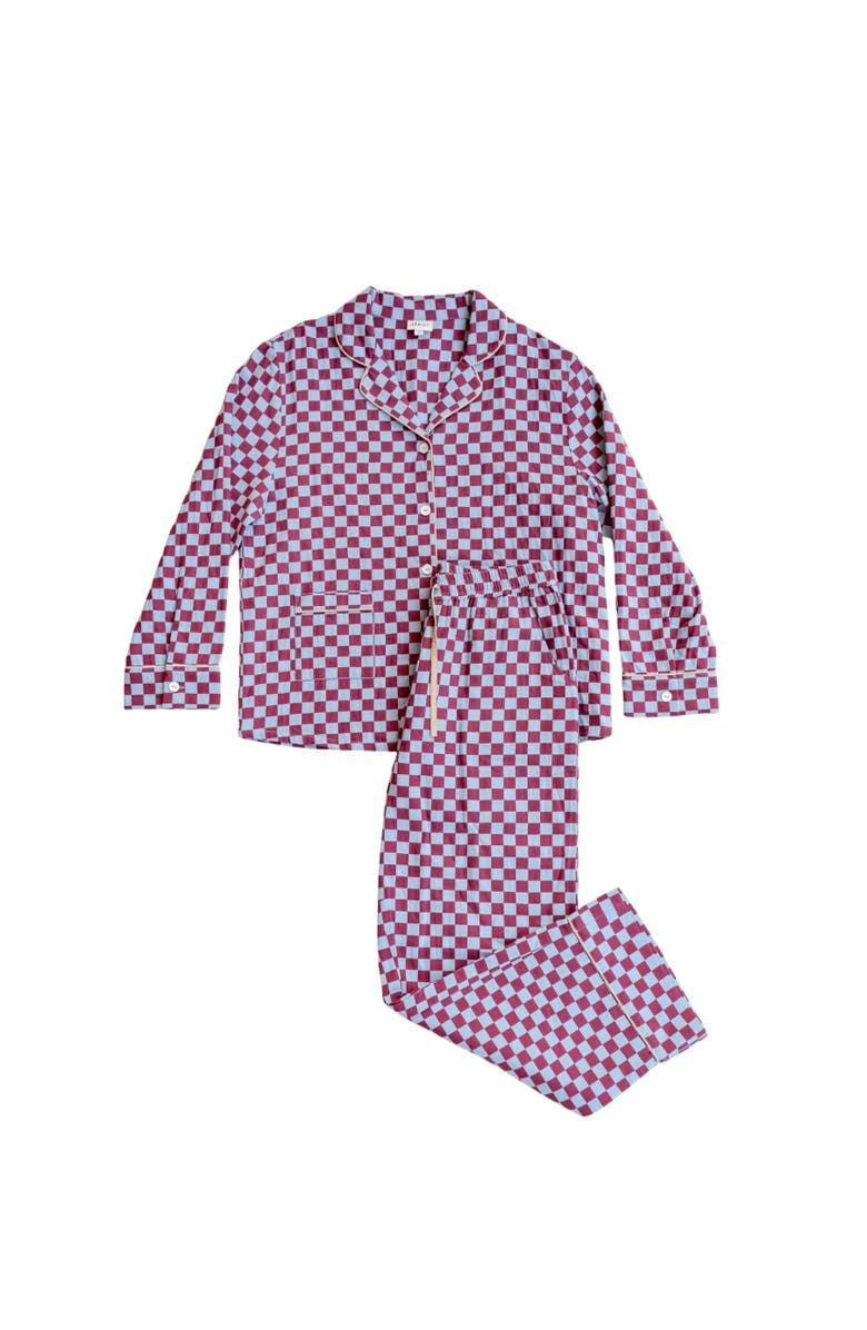 TBCo Cotton Long Sleeve Pajamas, Main, color, Blue Checkerboard