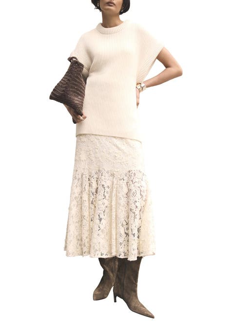 Lace Flounce Midi Skirt