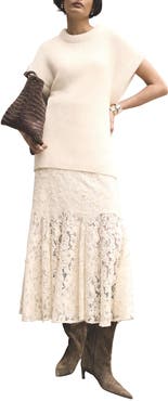 MINT VELVET Lace Flounce Midi Skirt