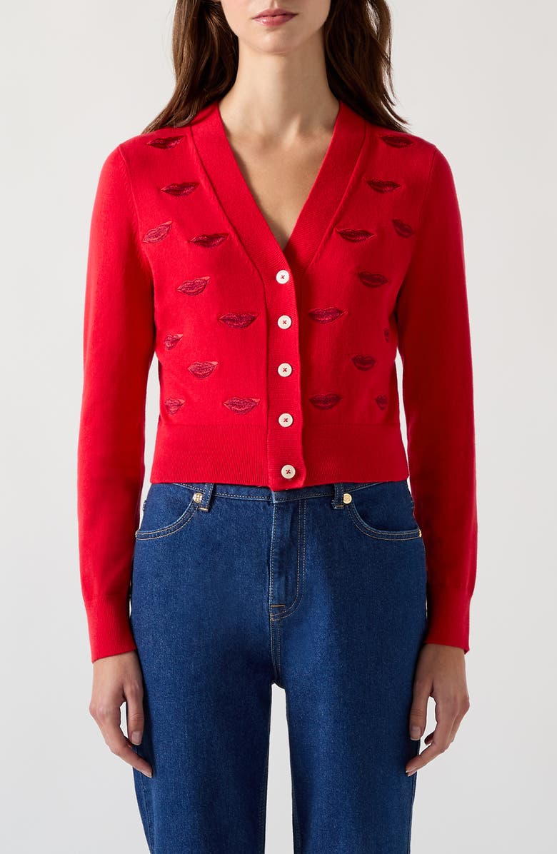 LK Bennett Tallis Lips Cardigan, Main, color, 