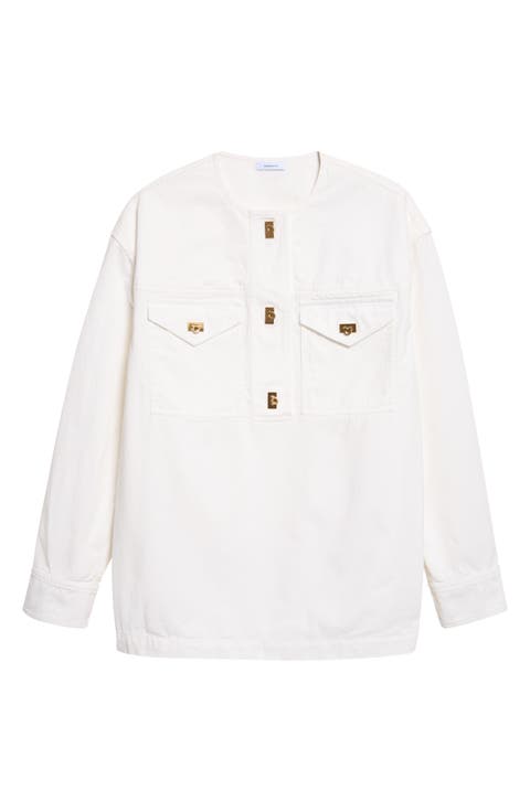 Brushed Cotton Gabardine Pullover Shirt