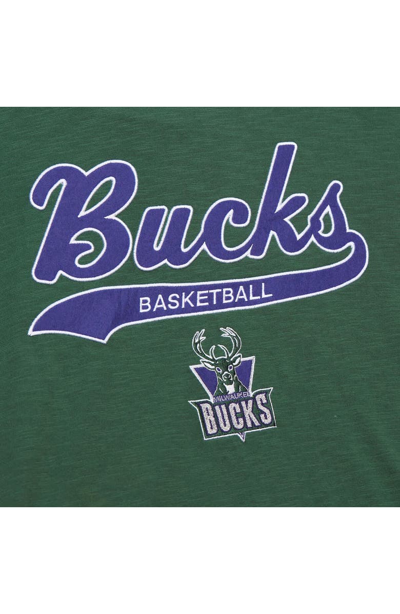 Mitchell & Ness Men's Mitchell & Ness Green Milwaukee Bucks Hardwood Classics Felt Applique Slub T-Shirt, Alternate, color, Green