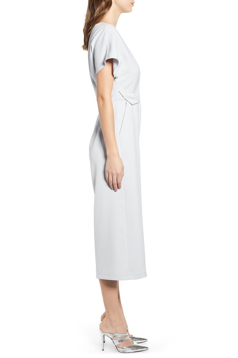 Surplice Wide Leg Crop Jumpsuit, Alternate, color, GREY MICRO