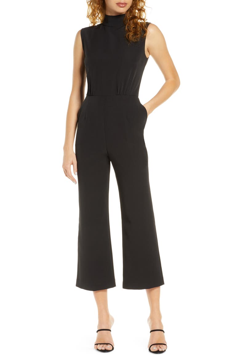 Open Back Culotte Jumpsuit, Main, color, BLACK