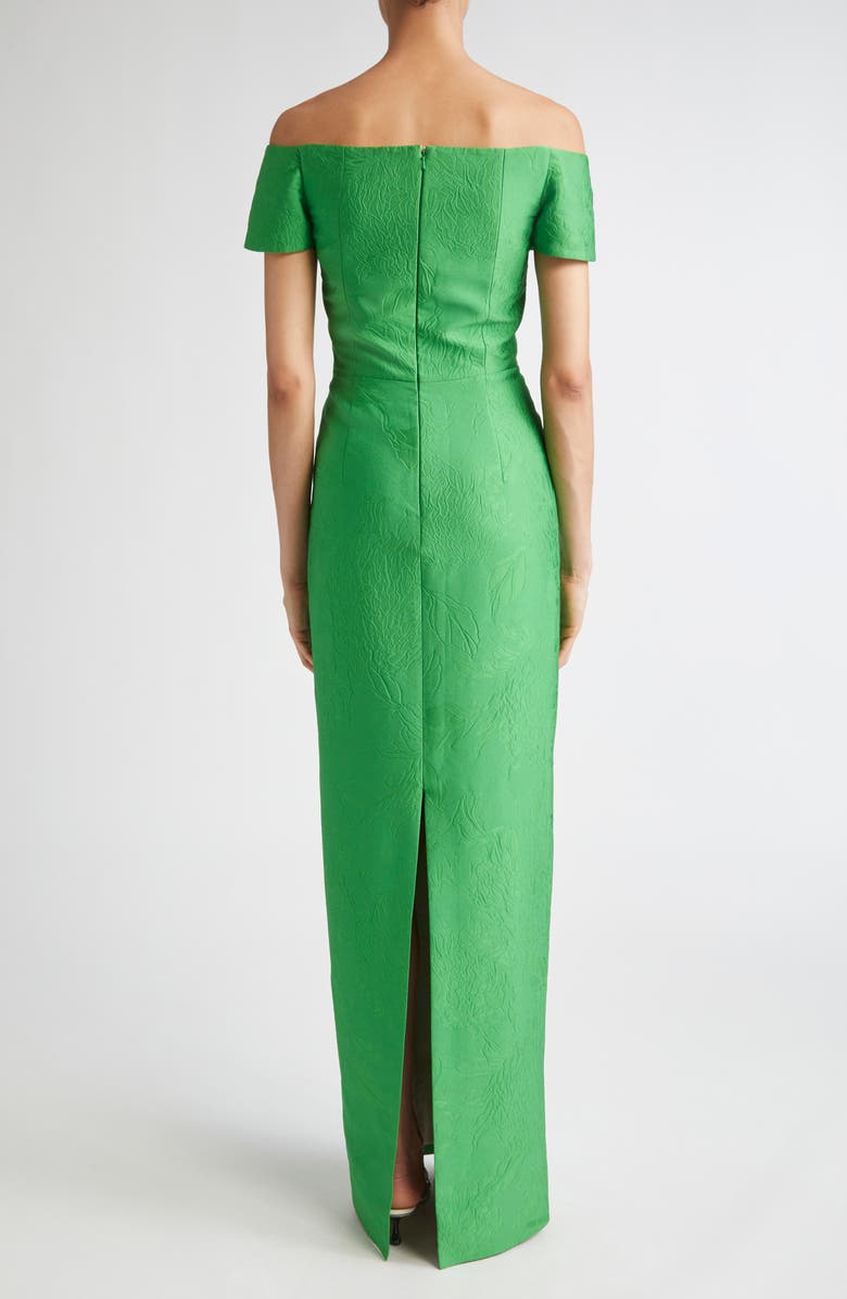 Emilia Wickstead Aislynn Strapless Floral Cloqué Gown, Alternate, color, Green