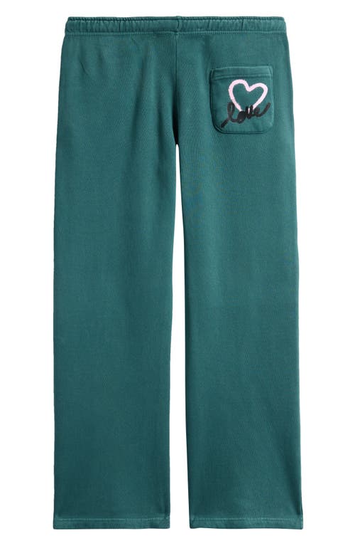 Vintage Havana Kids' Pintuck Wide Leg Cotton Sweatpants In Green