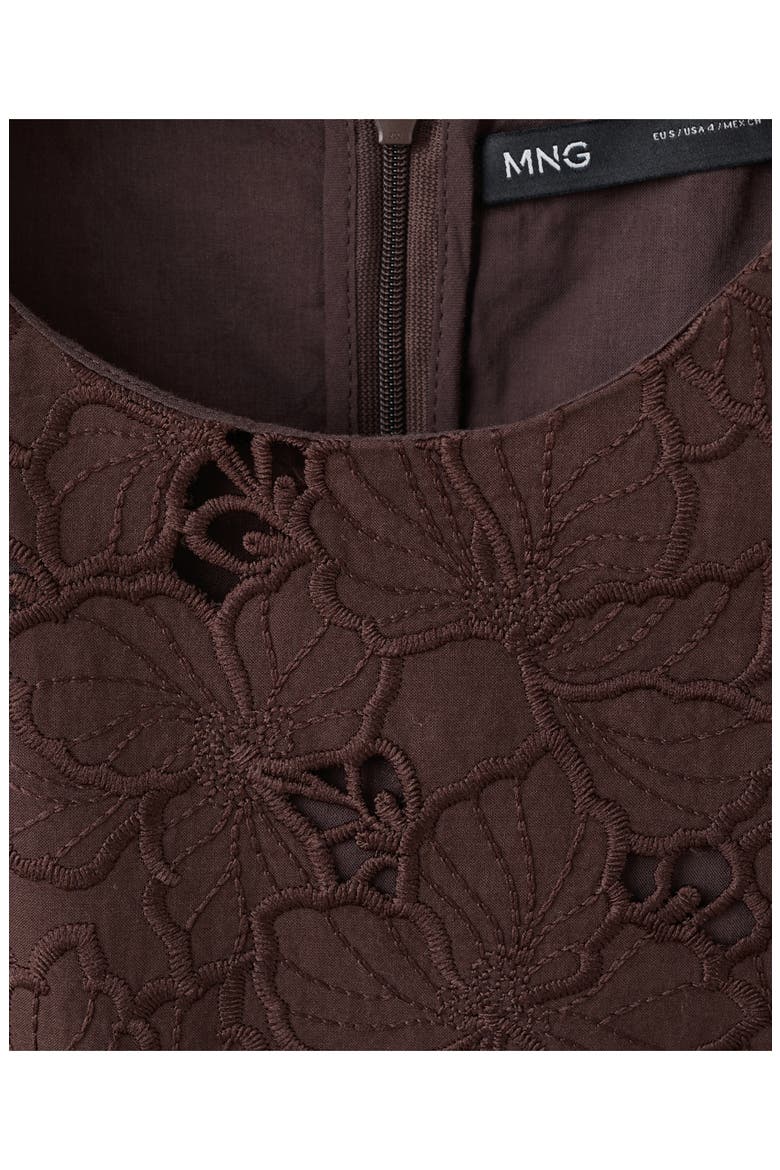 Floral Embroidered Cutout Dress, Alternate, color, BROWN