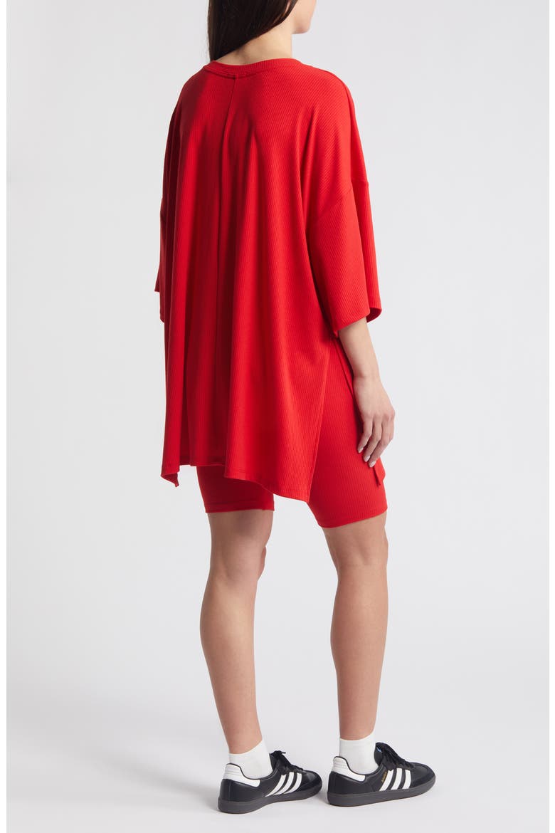 Malone Rib Oversize T-Shirt & Shorts Set, Alternate, color, RED
