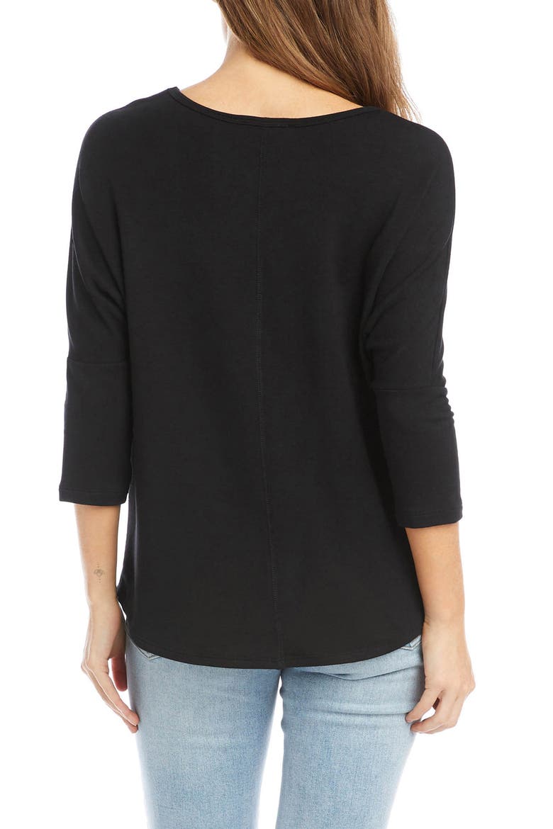 Three-Quarter Sleeve Pick-Up Top, Alternate, color, BLACK
