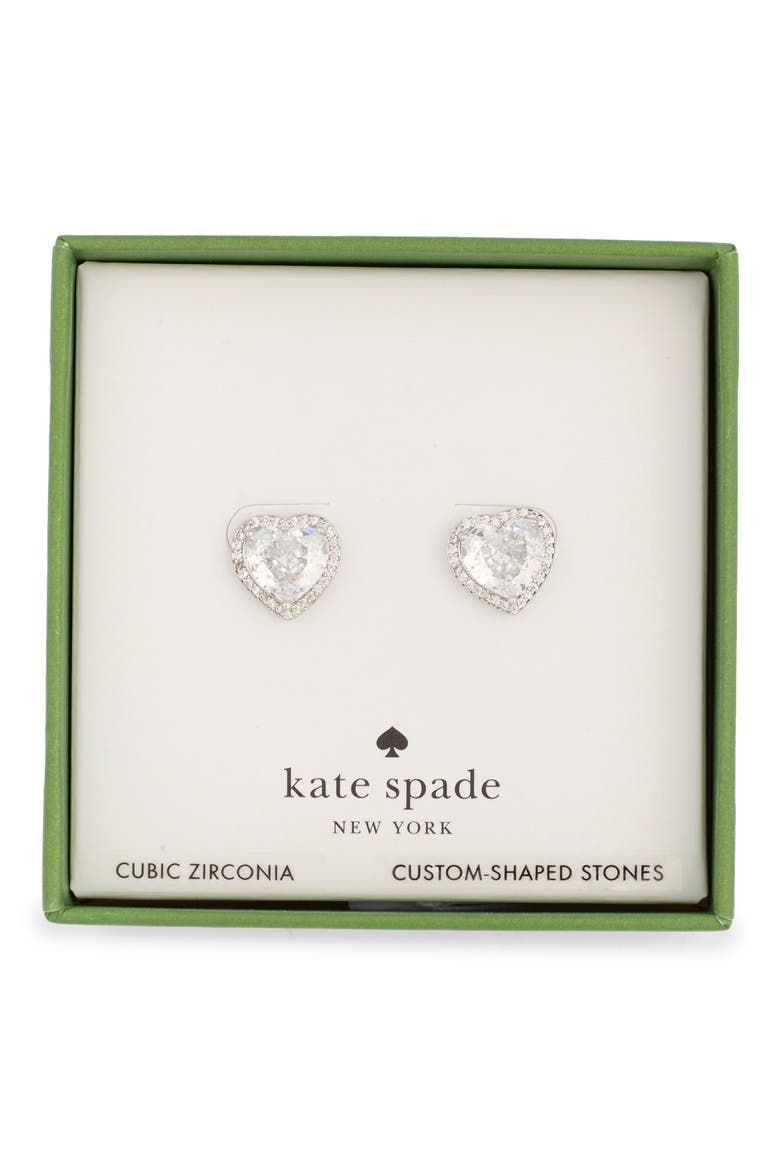 my love pavé cubic zirconia stud earrings, Main, color, CLEAR/ SILVER