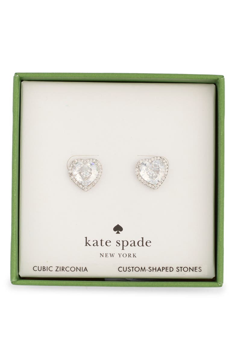 Kate Spade New York my love pavé cubic zirconia stud earrings, Main, color, Clear/ Silver