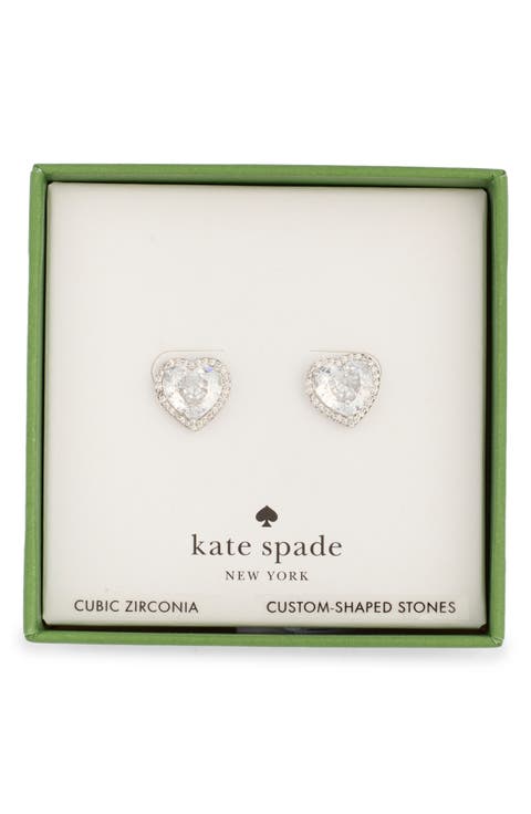 my love pavé cubic zirconia stud earrings