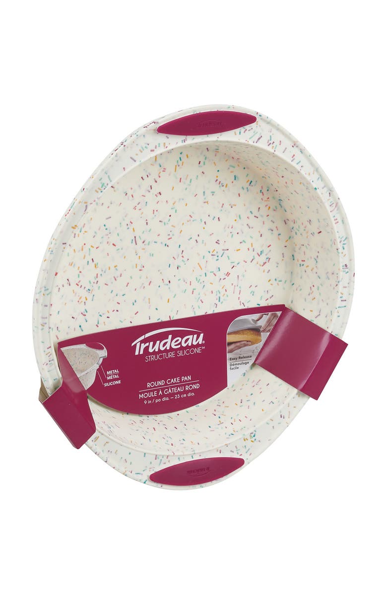 Trudeau Structure Silicone 9-Inch Round Cake Pan, Confetti/Fuchsia, Alternate, color,