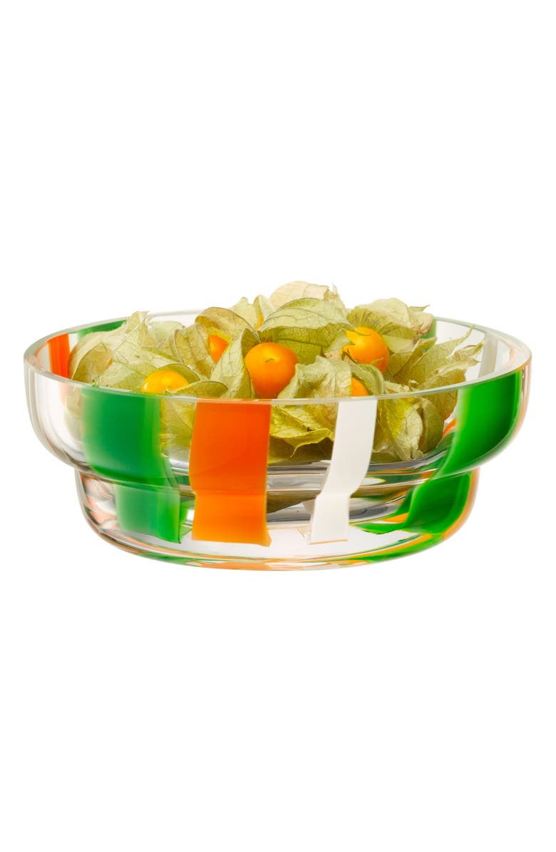 LSA Folk Glass Bowl, Alternate, color, Green/ Orange