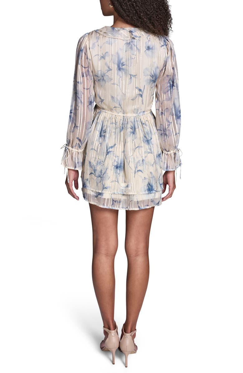 BCBG Metallic Chiffon Long Sleeve Dress, Alternate, color, French Sky