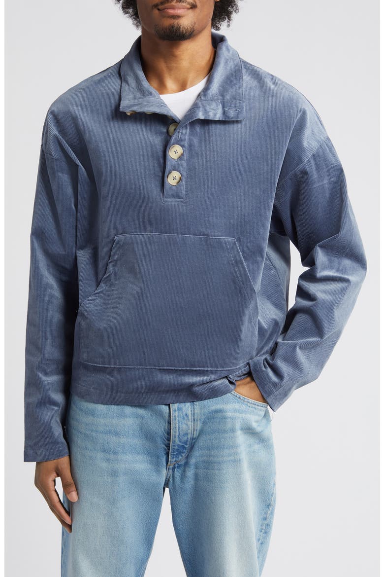 Button Cotton Corduroy Pullover, Main, color, NAVY
