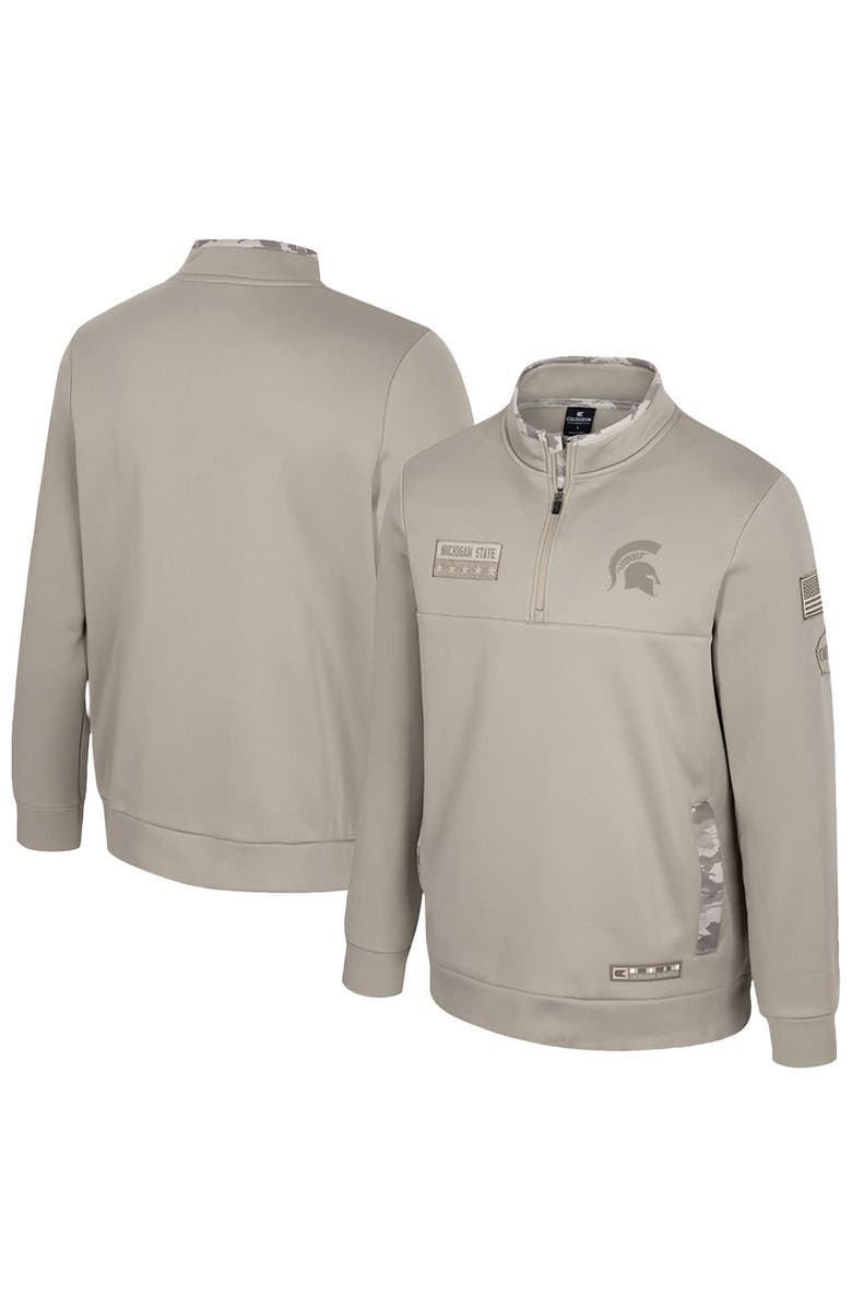 COLOSSEUM Men's Colosseum Oatmeal Michigan State Spartans Operation Hat Trick Battalion Quarter-Zip Pullover, Main, color, Oatmeal