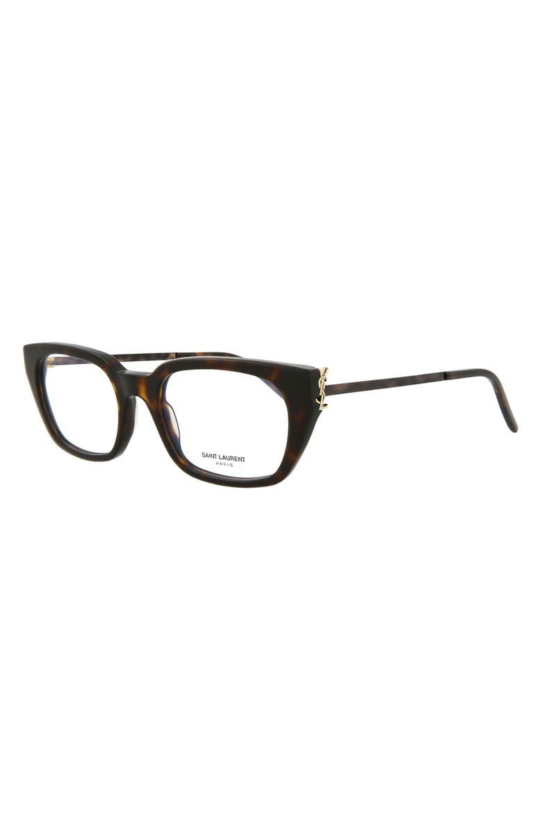 Saint Laurent 51mm Cat Eye Optical Frames, Alternate, color, Havana Gold Transparent