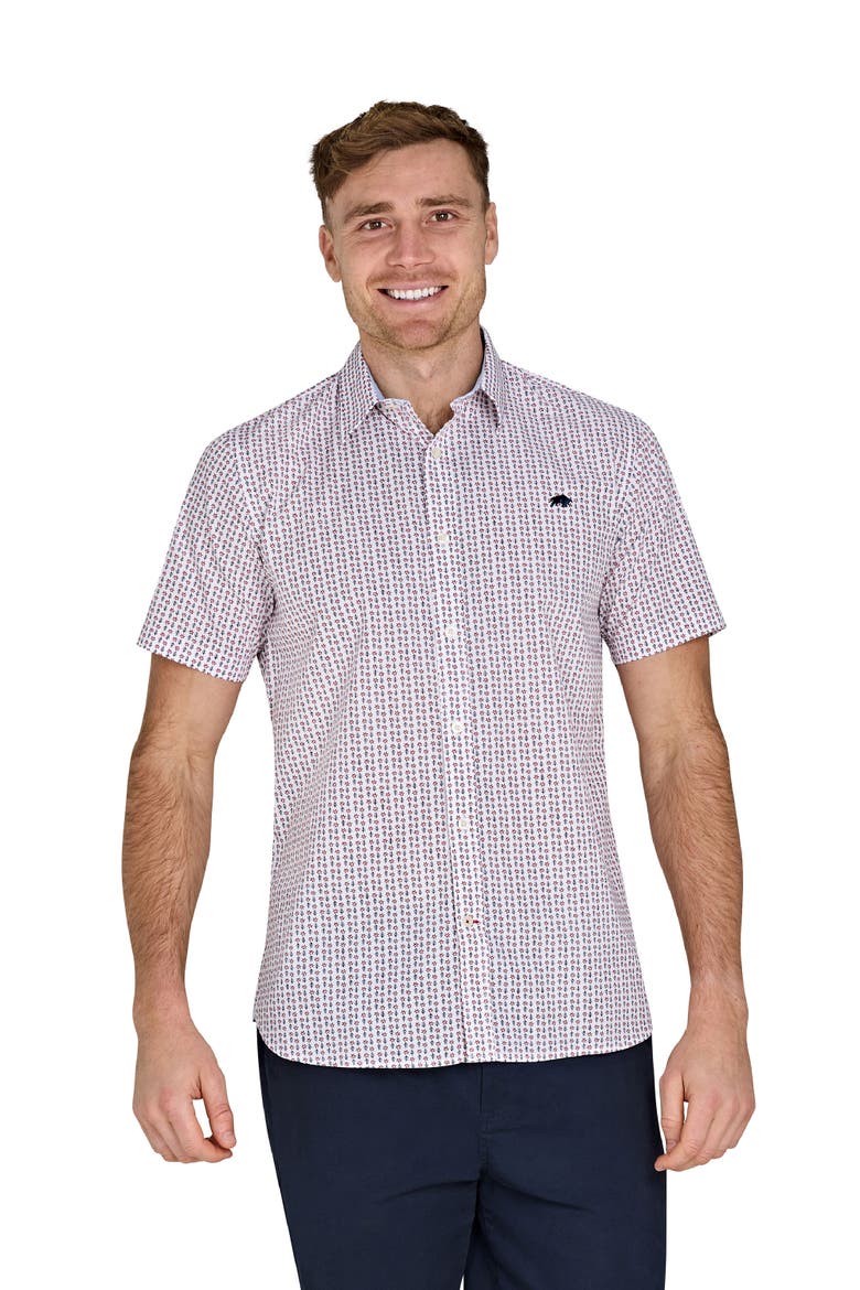 Short Sleeve Flower Cotton Poplin Shirt, Alternate, color, White