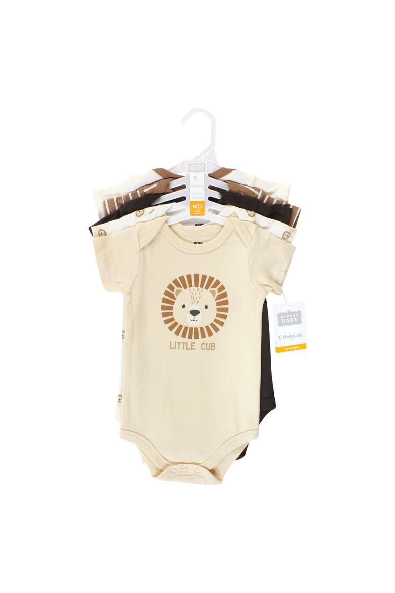 Essential Cotton Bodysuits 5-Piece Set, Alternate, color, Brave Lion 5 Pack