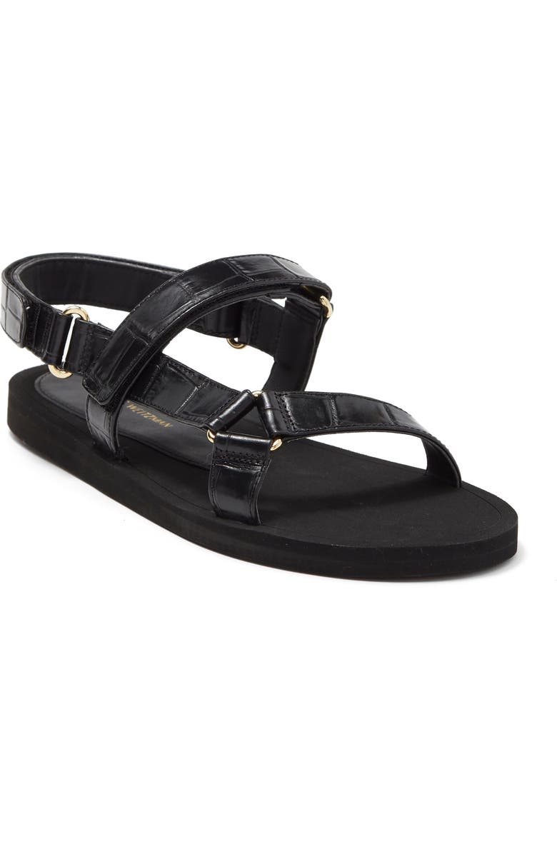 Stuart Weitzman Vail Croc Embossed Sport Sandal, Main, color,