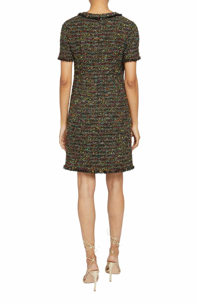 Santorelli Shea Short Sleeve Shift Dress in Luxury Lurex Tweed, Alternate, color, Sage Multi