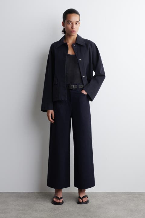 Cotton Cropped Wide-Leg Trousers