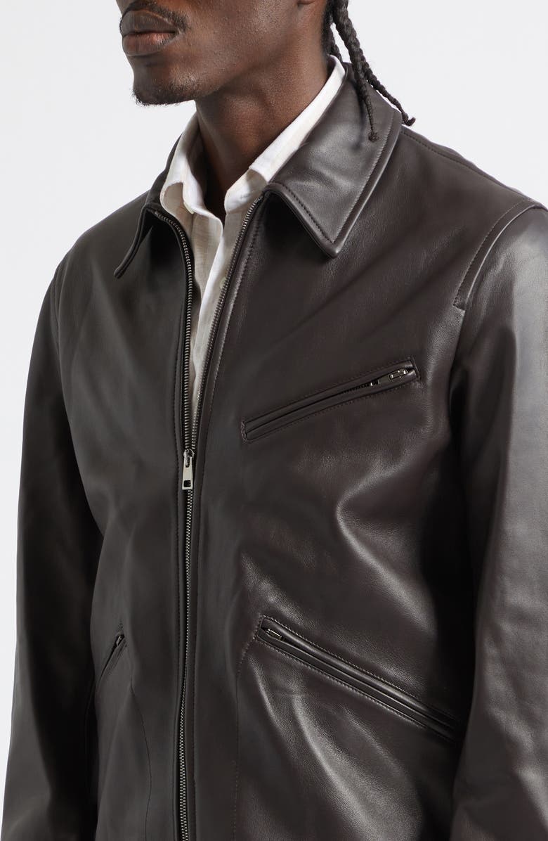 J. Mueser Leather Racer Jacket, Alternate, color, Brown