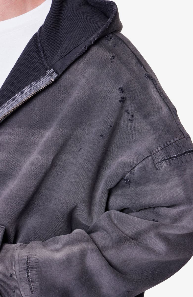 mnml Distressed Thermal Lined ZIp Hoodie, Alternate, color, 