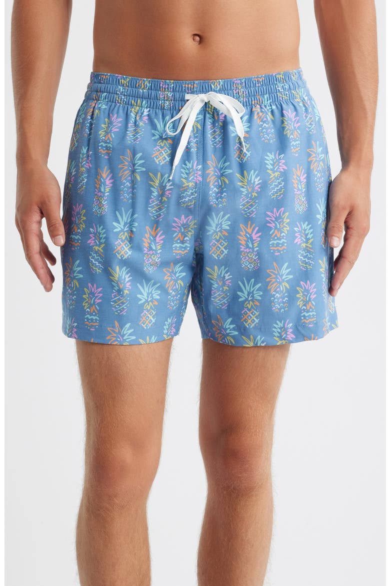 The Pineapple Sketches 5.5-Inch Swim Trunks, Main, color, BRIGHT BLUE